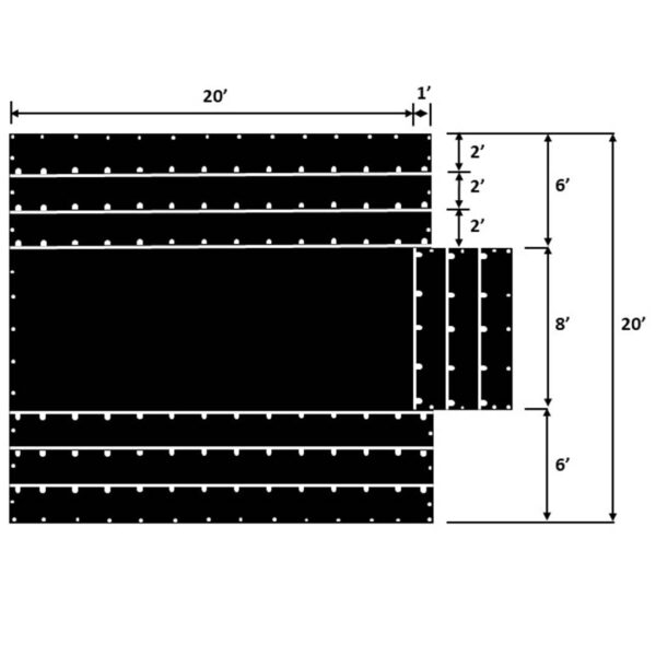 6' drop end section 3pc. tarp, hotshot 20x20 semi and hotshot trucking