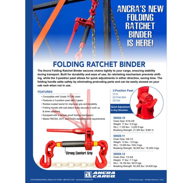 Ancra Folding Handle Ratchet Binders, Semi Trailer